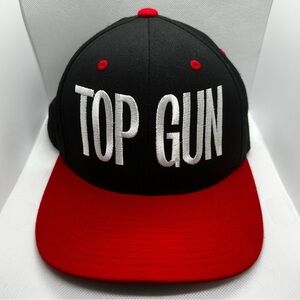 Top Gun Workaholics Yupoong Black Red SnapBack Wool Acrylic Hat Vintage Classics